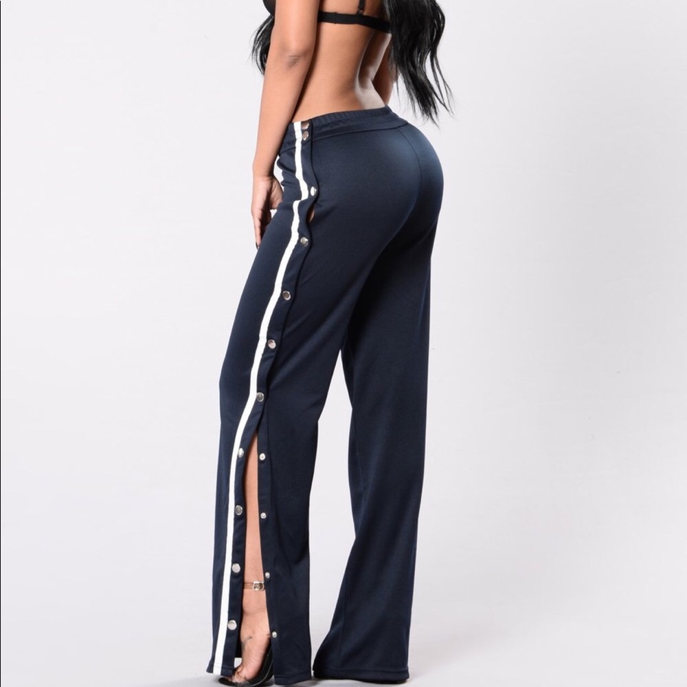 Snap Button track pants navy